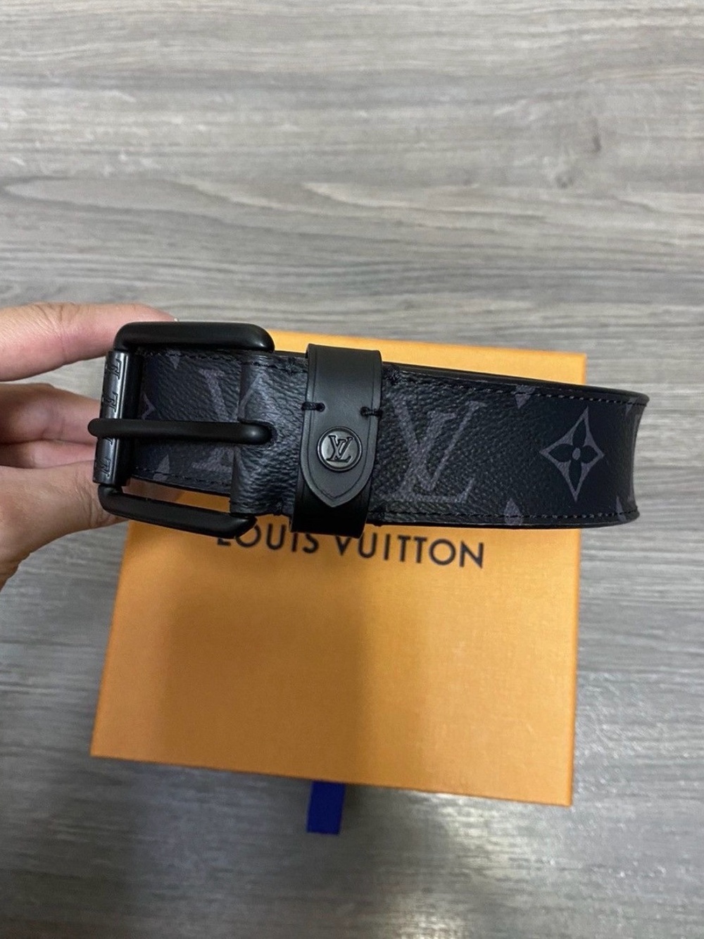 Louis Vuitton Black Monogram Canvas Men's Belt with Matte Hardware